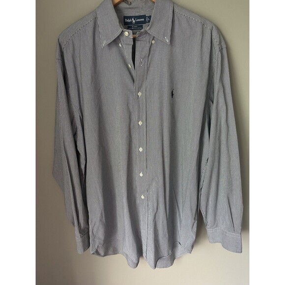 Ralph Lauren Blake 100% Two-Ply Cotton Gray Long Sleeve Button Down Shirt Large - Picture 3 of 6